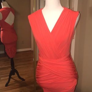 Coral BCBG Bandage dress with open back. Sz S